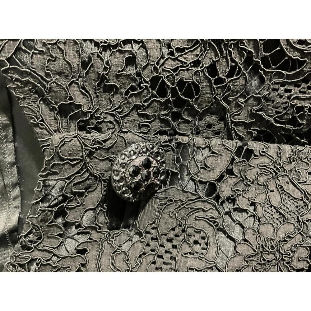 Elegant Black Lace Bolero Jacket with Beautiful Jeweled Buttons Large/XLarge - Picture 4 of 14